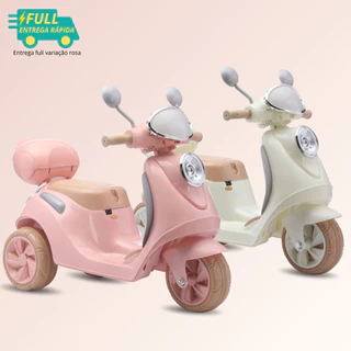 Mini Moto Vespa Motoca Motinho Elétrica Triciclo Infantil Scooter 6V Bege Rosa Luz Som Música Menina em Oferta na Shopee