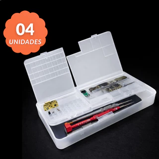 Kit 4 Caixa Organizadora Plástica Com Divisórias Para Componentes Eletrônicos em Oferta na Shopee