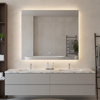 Espelho Quadrado Lapidado com 3 Cores LED Touch 30cm a 100cm Decorativo em Oferta na Shopee
