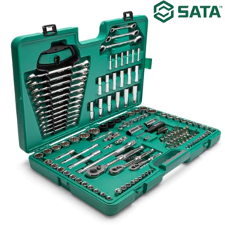 Kit Jogo de Ferramentas Sata 150 Peças Profissional Maleta em Aço CR-V Cromo Vanádio ST09510L em Oferta na Shopee