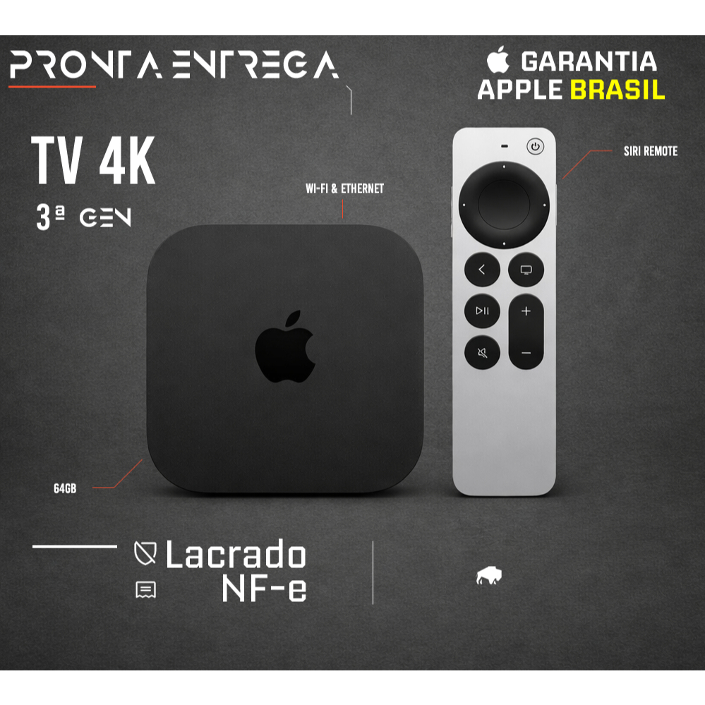 Apple TV 4K 3a Geração 64GB Wi-Fi e Bluetooth | Shopee Brasil