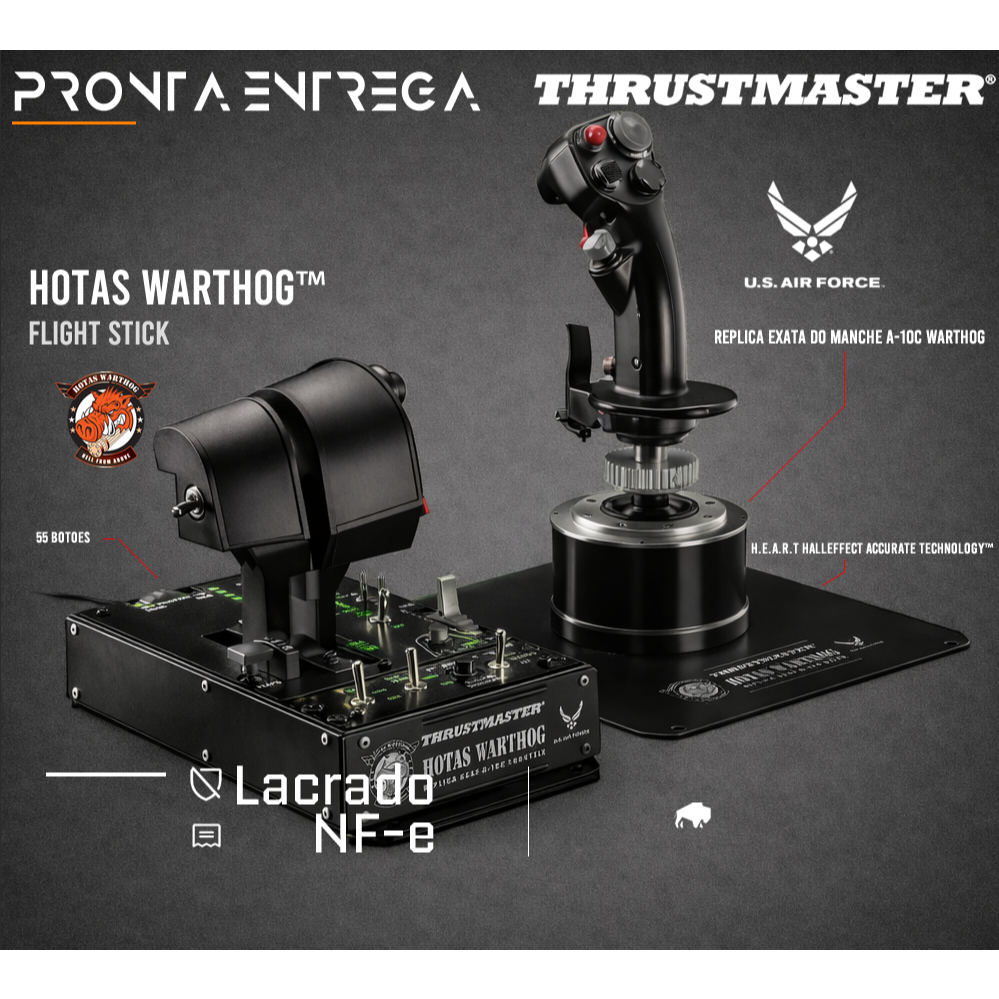 Thrustmaster Hotas Warthog Joystick Flight Stick + Throttle