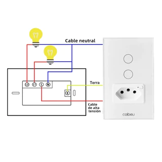 Interruptor Inteligente com Tomada 2 Botões Wireless Bivolt Wi-Fi e Comando de Voz Alexa CT