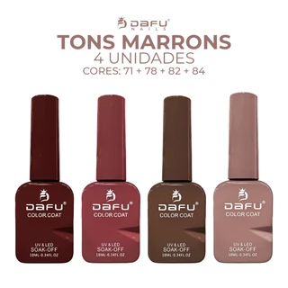 Kit 5 Esmaltes Gel Tons Marrom/Nude/Vermelho/Pastéis LED/UV Unhas Perfeita Cobertura DAFU 10ml em Oferta na Shopee
