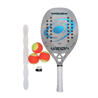 RAQUETE BEACH TENNIS SUPERCARBON PRO 2026 + PROTETOR + OVERGRIP + BOLAS em Oferta na Shopee