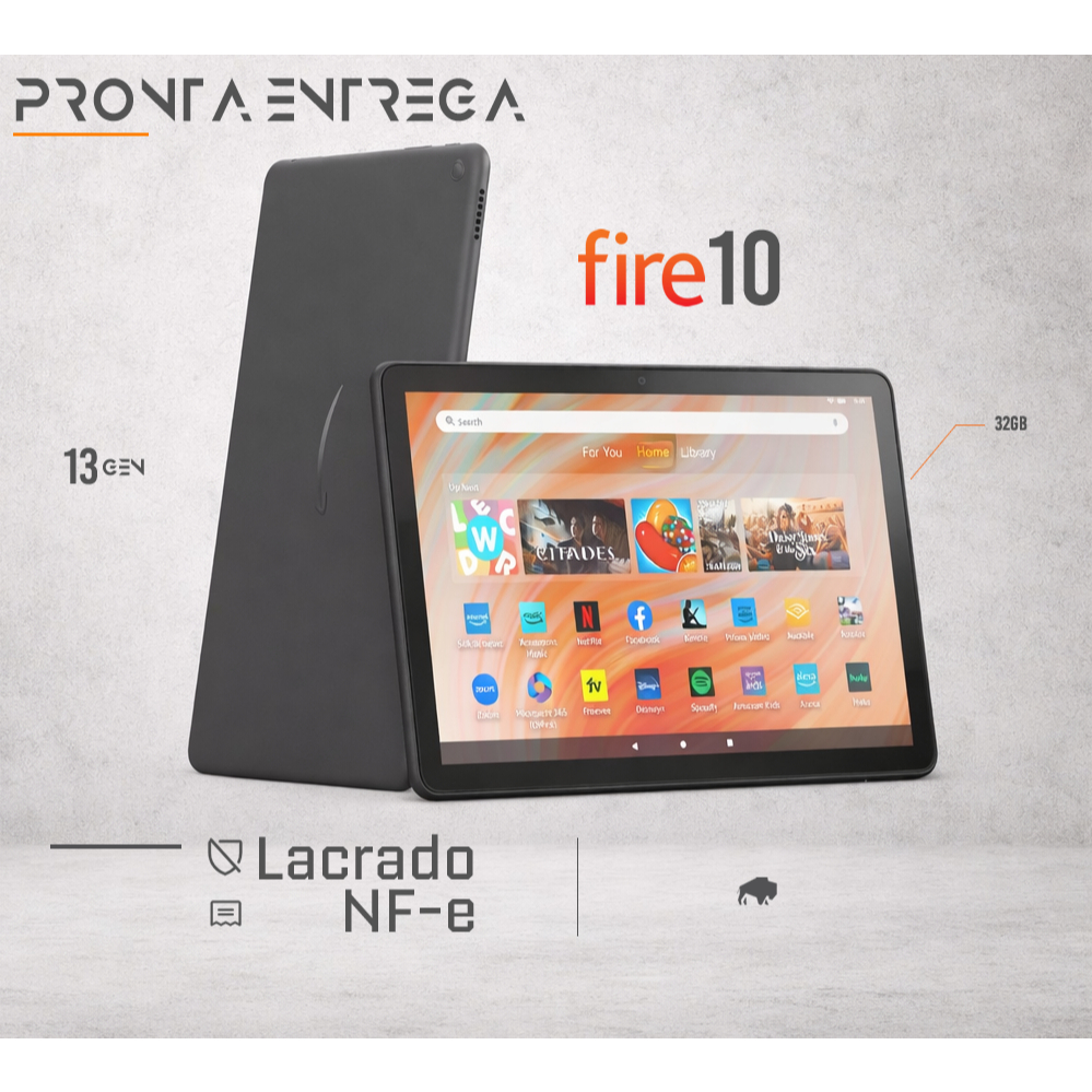 Tablet Amazon Fire HD 10 32GB 13a Geração com câmera e Wi-Fi