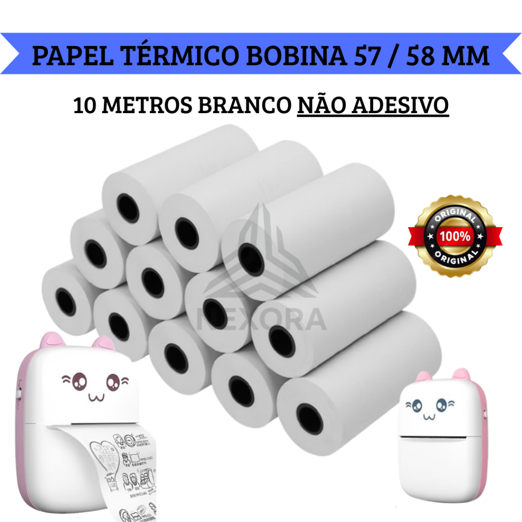 Kit 30 Bobina Térmica Rolo De Papel Branco Refil Para Mini Impressora ...