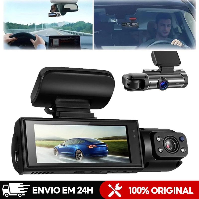 Câmera de Carro V9 ,1080P ,Com Visão Noturna e Câmera Frontal/Interna Lente Giratória 360°