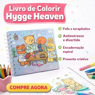 Livro de Colorir Hygge Heaven Adulto | Caderno de Colorir Fofo Kawaii | Desenhos Terapêuticos | Encadernação Espiral em Oferta na Shopee