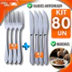 KIT 80 Talheres Inox 40 Garfo 40 Faca Premium Cozinha Buffet Restaurante Casa Eventos Multiuso