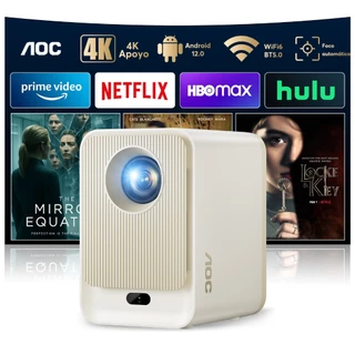 Projetor AOC 4K Lente selada 12.000 lúmens resolução 1080p, foco automático e correção trapezoidal, Wi-Fi/Bluetooth