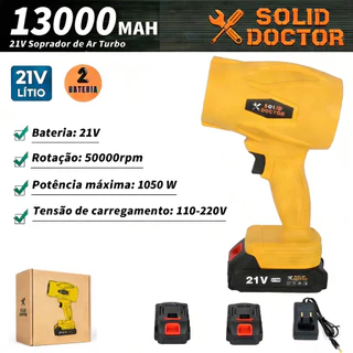 Soprador de Ar Turbo Portátil 21V 2 Baterias bivolt | 1050W, 50000RPM | Remove Folhas e Pó