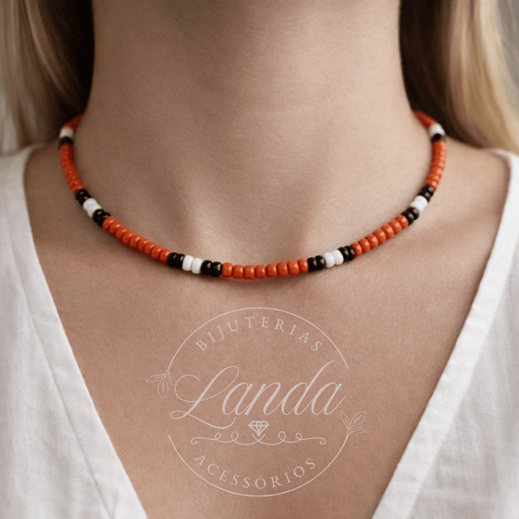 Colar Gargantilha Chocker Miçanguinhas Cobra Coral Acessório
