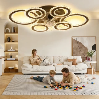 Ventilador Luminária Cristal Teto 7 Pás Com Controle Remoto Incluído Baixo Ruído Ventilador Bivolt em Oferta na Shopee