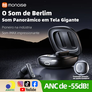 Monoise Fone de Ouvido Bluetooth Sem Fio V6.0 TWS, ANC+ENC até -62 dB, com controle remoto, 4 microfones chamadas HDIPX6 em Oferta na Shopee