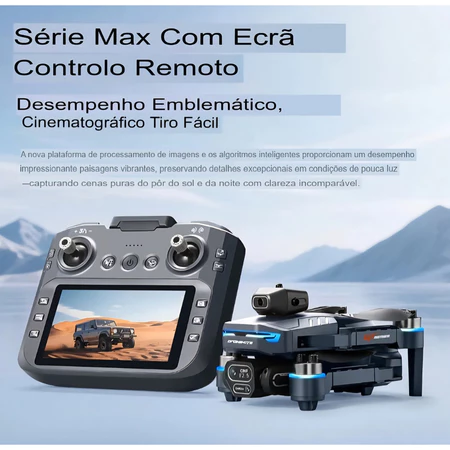 Drone Profissional GT8 com Câmera 4k , Controle com Tela, WiFi FPV, Brushless, Dobrável e Bag