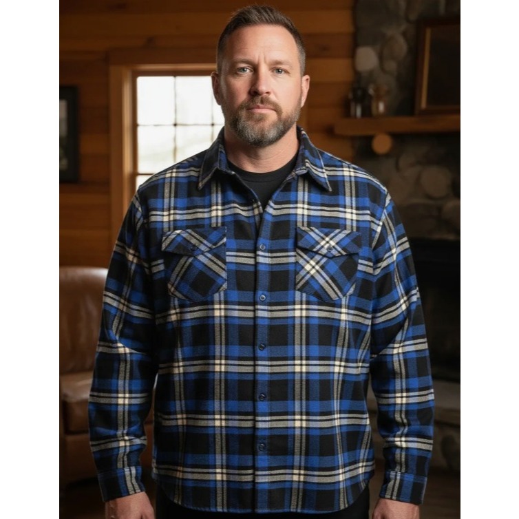 Camisa Social Flanela xadrez lenhador masculina Plus size tamanho