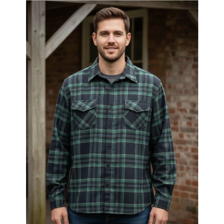 Camisa Social Flanela xadrez lenhador masculina Plus size tamanho