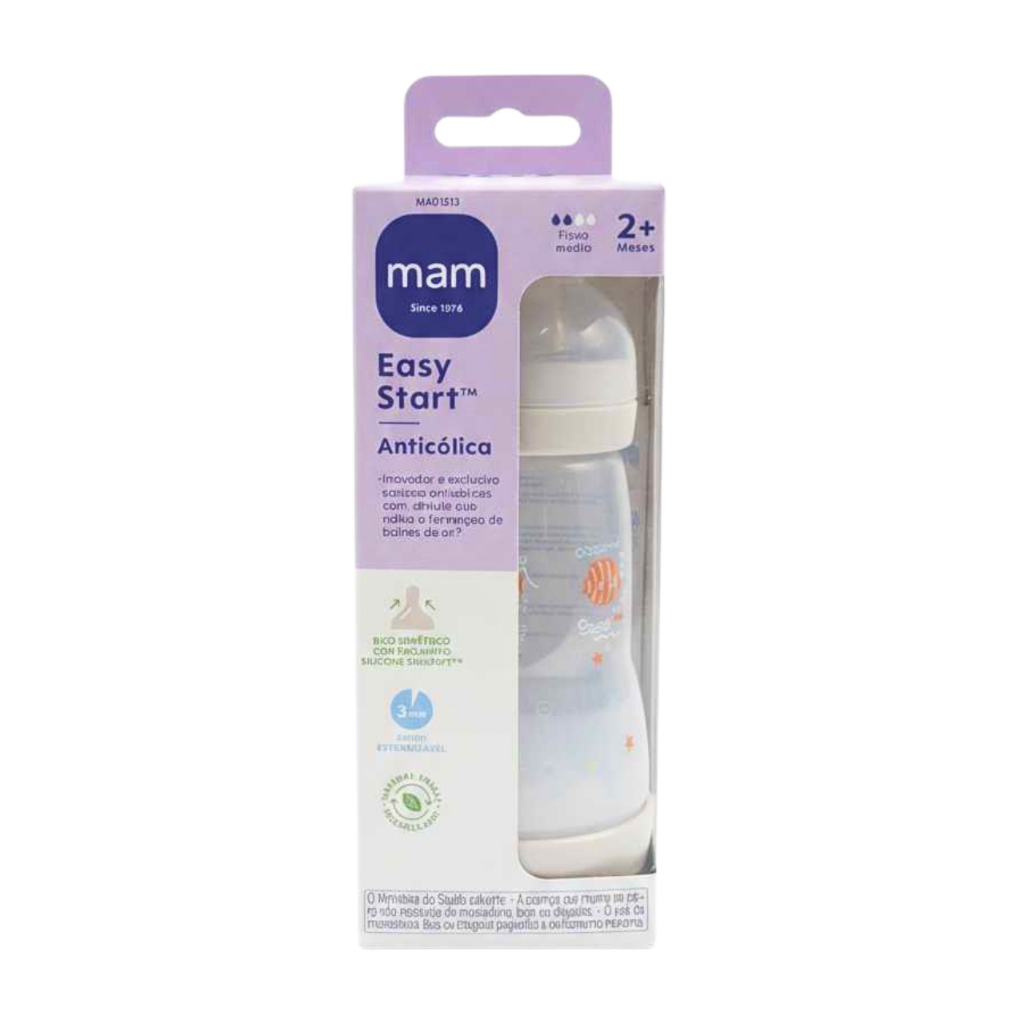 Mamadeira Mam Anticólica Easy Start 260ml Bico +2 Meses Neutra