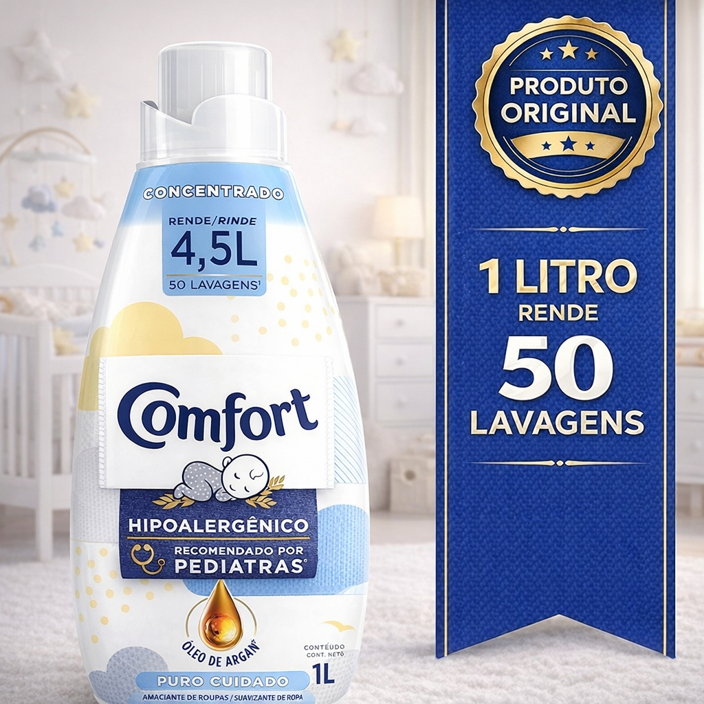 Amaciante Comfort Hipoalergênico Concentrado 1L Bebê | Rende 50 ...