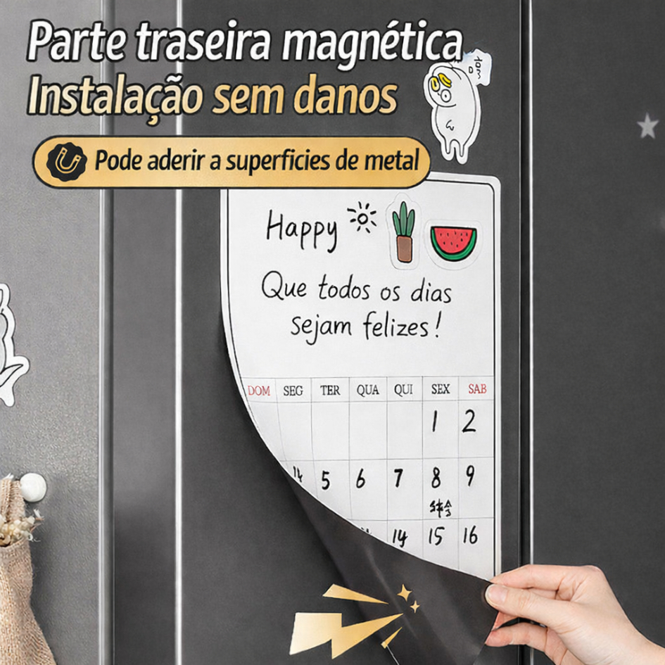 Magnético de Geladeira Imã planner organizador com caneta que escreve e ...