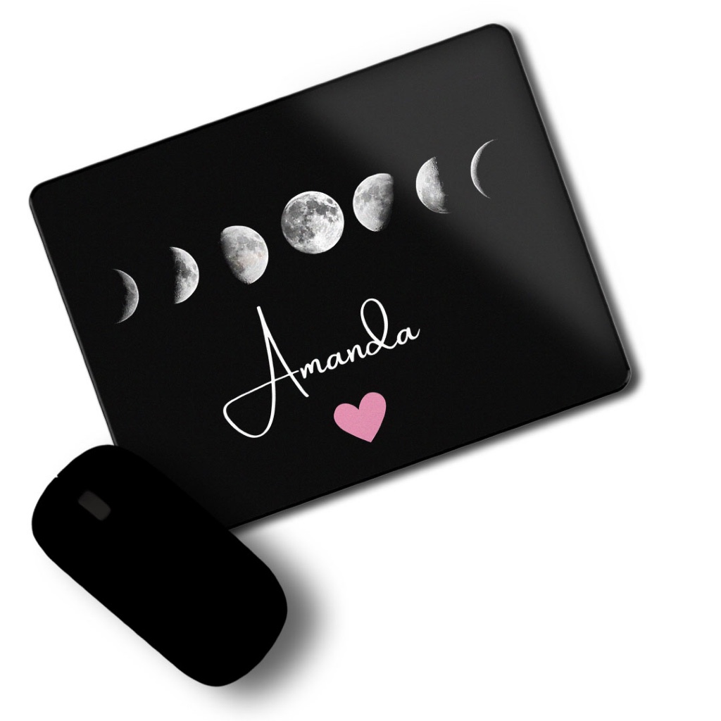 Mouse pad preto com nome personalizado- Fases da Lua | Shopee Brasil