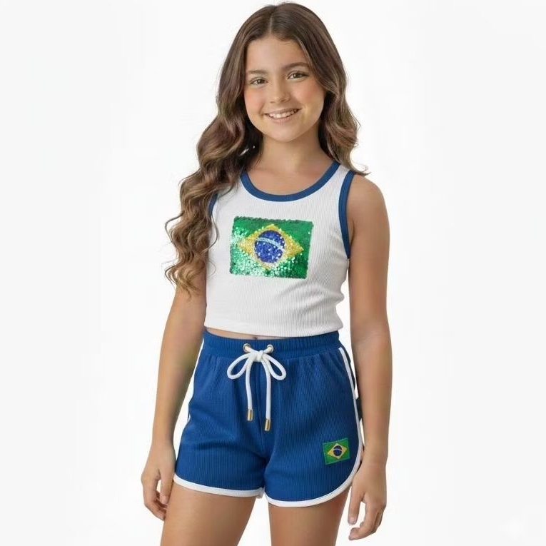 Roupa do Brasil infantil feminina/ conjunto | Shopee Brasil