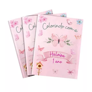 Livro de colorir Jardim das borboletas Lembrancinha personalizada variação 3 em Oferta na Shopee