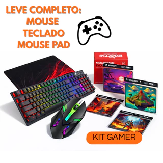 Kit Gamer: Teclado Semi Mecânico RGB + Mouse RGB Óptico + Mouse Pad  Profissional, PC, Not, Xbox,Ps5 em Oferta na Shopee
