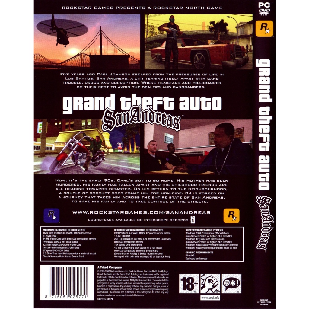 GTA San Andreas Jogo Para Computador PC Em DVD (Mídia Física) | Shopee ...