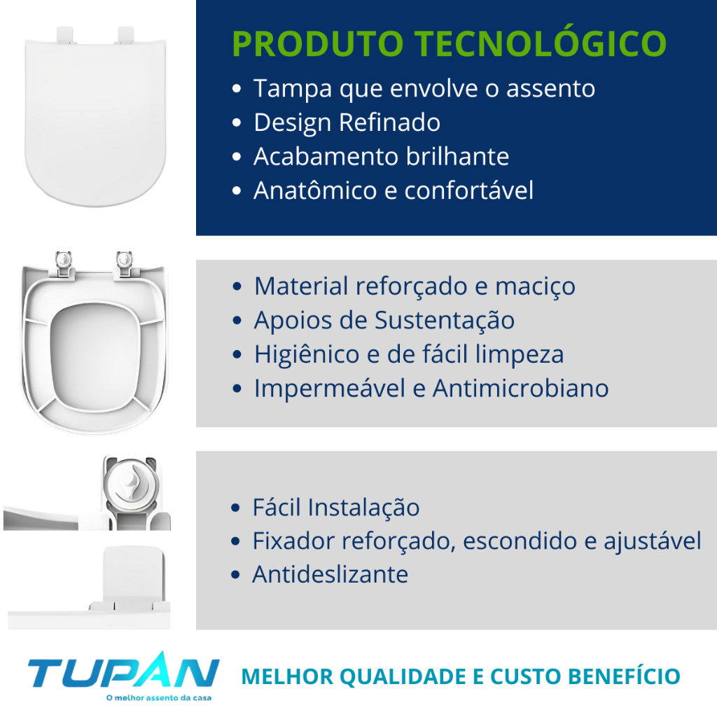 Assento Tampa Vaso Square Lorenzetti Sanitex Reforçado Bege Creme