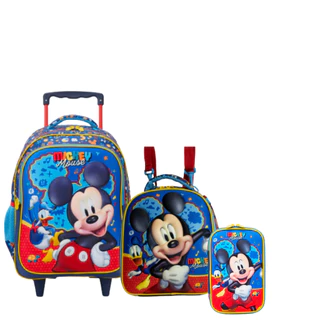 Kit Mochila Rodinha Estojo Lancheira Escolar Infantil Volta Aulas Completo Mickey Mouse Marinho em Oferta na Shopee