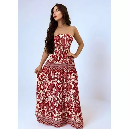 Vestido Tropical Longo Tomara que Caia Estampado – Moda Feminina 2026 ENTREGA INMEDIATO