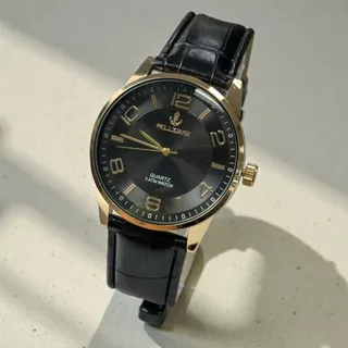 Relógio Masculino Clássico Prata Couro Preto Quartz 3ATM Social Elegante M64