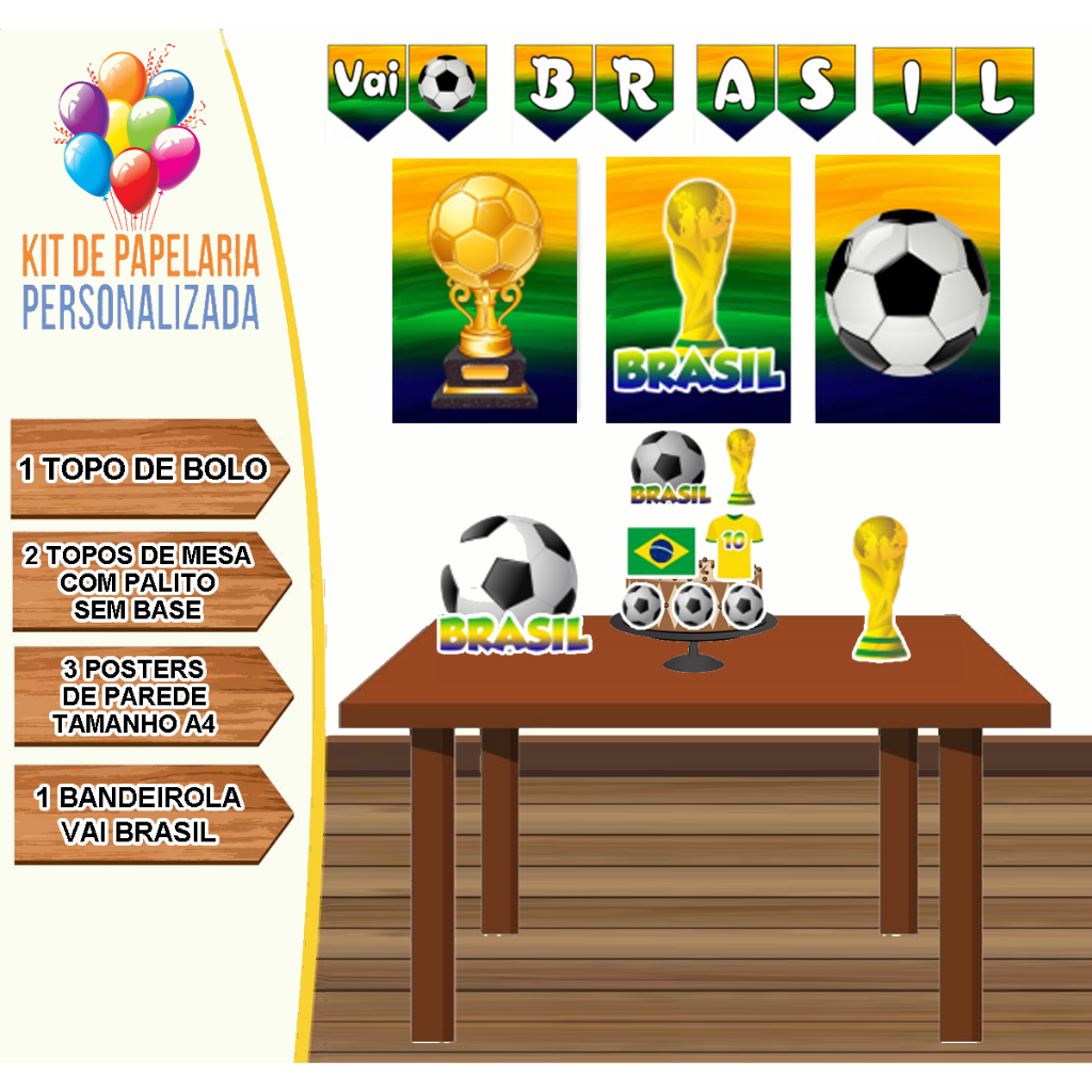 Kit festa em casa Brasil Copa Adulto