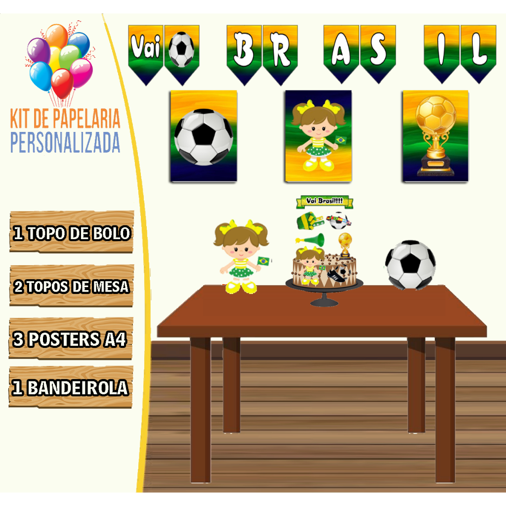 Kit festa em casa Brasil Infantil Copa