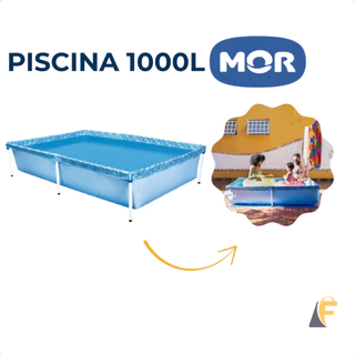 Piscina Infantil Mor 1000 Litros Montável Estrutura Metálica Retangular Azul em Oferta na Shopee