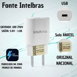 Carregador USB Fonte Salcomp Intelbras Original Nacional Homologado Anatel
