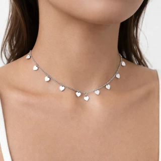 Choker de coração de aço inox com