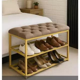 Sapateira, recamier, banco reforçada de ferro 2 andares decoração quarto sala promoção em Oferta na Shopee