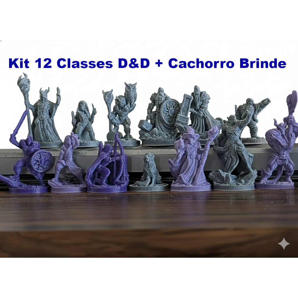 Kit 12 Miniaturas 12 Classes D&D - Para RPG e Board Game + Brinde