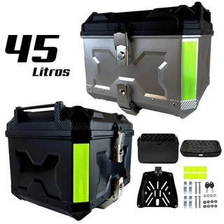 Baú Bauleto para Moto 45 litros Universal Com Forro e Base Kit Fixação Completo Trava Anti Furto em Oferta na Shopee