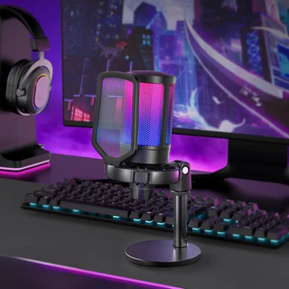 Microfone Gamer Condensador Podcast Alta Sensibilidade Rgb Microfones e Gravadores em Oferta na Shopee