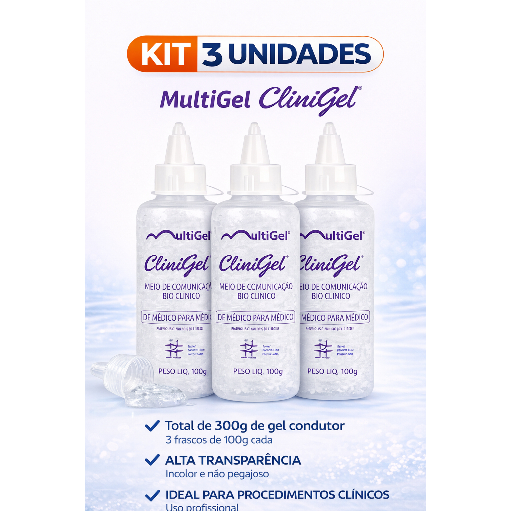 Kit Gel Clinigel Condutor 100g Incolor Não Gorduroso Uso Médico ...