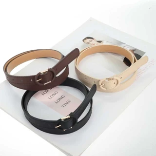 Cinto De Couro Feminino Coreano – Fino Preto Com Fivela De Pino De Liga Para Uso Diário em Oferta na Shopee