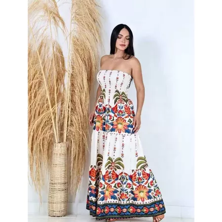 Vestido Tropical Longo Tomara que Caia Estampado – Moda Feminina 2026 ENTREGA INMEDIATO