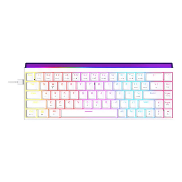 Teclado Mecânico Gamer Ajazz Nk68 Red Switch Branco Rainbow Branco