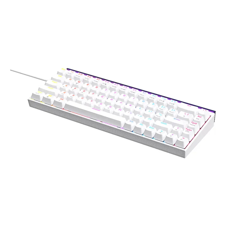 Teclado Mecânico Gamer Ajazz Nk68 Red Switch Branco Rainbow Branco