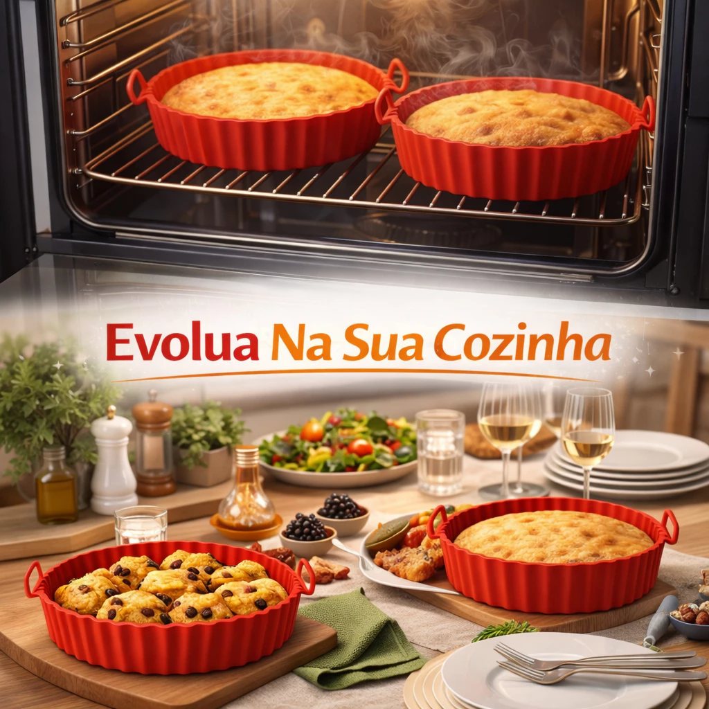 Kit 6 Forma de Silicone para Fritadeira Air Fryer com Alça Antiaderente Cozinha