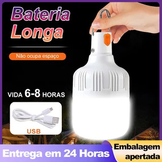 Lampião LED 80W Recarregável USB 3 Modos com Gancho para Camping Pesca Barraca Emergência Até 8 Horas